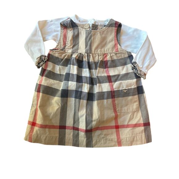 Burberry children sleeveless classic check dress with bodysuit 12m authentic - Picture 1 of 7